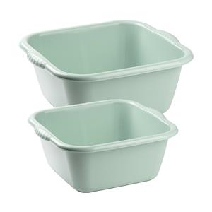 Forte Plastics Afwasbak teil - set van 2 formaten - 10 en 15 liter - mint groen - kunststof -