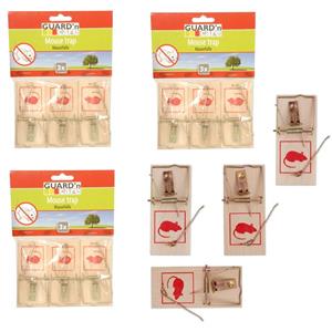 Merkloos 13x Muizenval/muizenklem van hout en metaal -