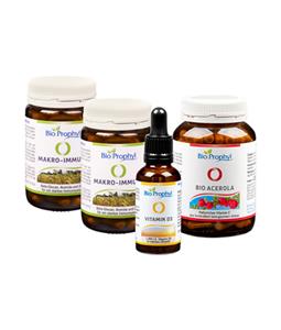 BioProphyl Immuunpakket 2 x macro-immuuncomplex + 1 x vitamine D3-druppels + 1 x BIO Acerola DE-ÖKO-013