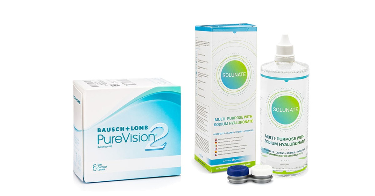PureVision 2 (6 lenzen) + Solunate Multi-Purpose 400 ml met lenzendoosje