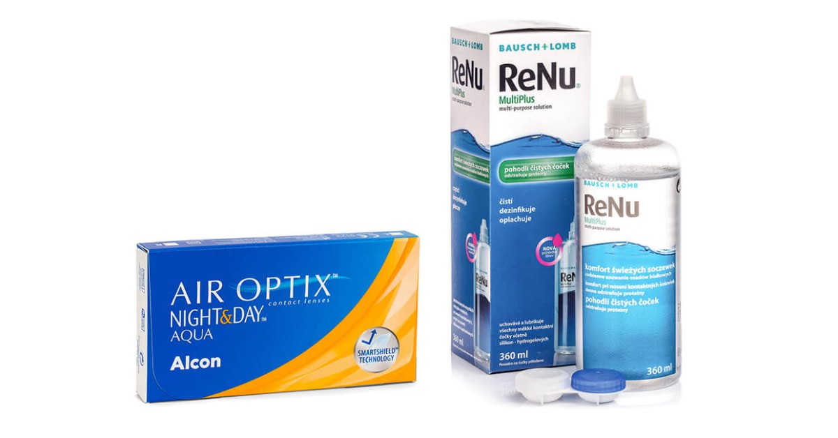 Air Optix Night & Day Aqua (6 lenzen) + ReNu MultiPlus 360 ml met lenzendoosje