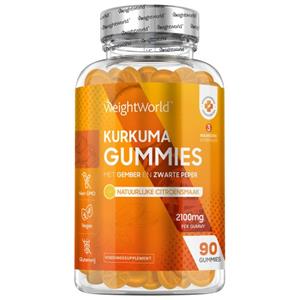 WeightWorld Kurkuma gummies 2100mg - 90 gummies - Kurkuma met zwarte peper en gember