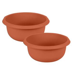 Urban Living Afwasteil - 2x - kunststof - 10 Liter - D34 x H13 cm - terracotta - teiltjes -