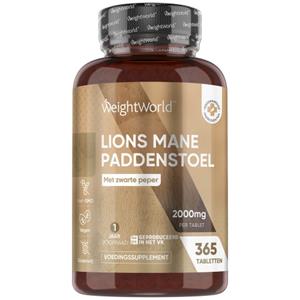WeightWorld Lion's Mane paddenstoelextract - 2000 mg 365 tabletten - 