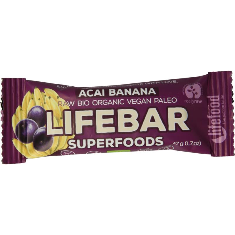 Lifefood Lifebar plus acai banana bio 47 gram