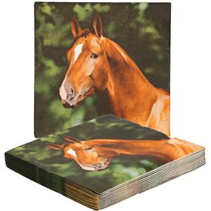 Esschert Design papieren servetten - 40x - paard - 33 x 33 cm -