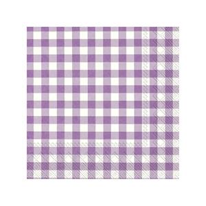 Ihr 40x Vichy Karo 3-laags servetten lila paars/wit geblokt 33 x 33 cm -