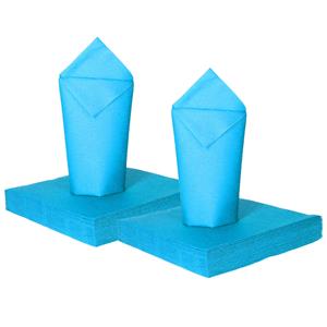 Givi Italia Feest servetten - 100x - turquoise blauw - 2 laags - 33x33cm -
