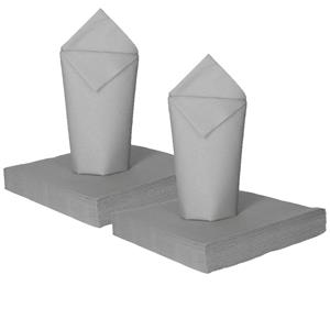Givi Italia Feest servetten - 100x - zilver - 3 laags - 33 x 33 cm -