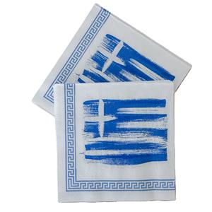 Merkloos Feest servetten - 80x - Griekenland thema - 3 laags - 33 x 33 cm -
