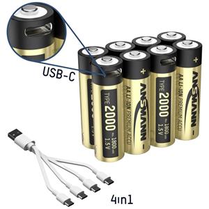 Ansmann 1312-0039 Oplaadbare AA batterij (penlite) Lithium 1800 mAh 1.2 V 8 stuk(s)