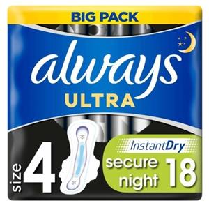 Always Maandverband ultra secure night big pack 18 Stuks