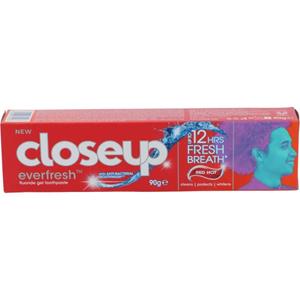 Closeup Everfresh tandpasta red hot 90 Gram