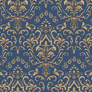 Ambiente Tafel diner servetten - Blauw/goud Barok patroon thema - 20x stuks - 33 x 33 cm -