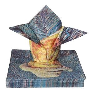 Ambiente Tafel diner servetten - Vincent van Gogh - 40x stuks - 33 x 33 cm - schilderijen - kunst -