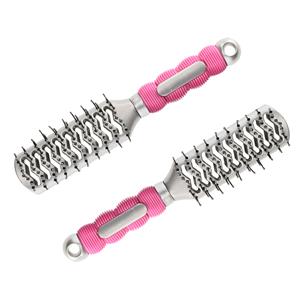 Merkloos Haarborstel Hairmaster - 2x - zilver met pink handvat - 23 x 4 cm - kunststof - heren/dames/kinderen -
