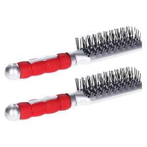 Merkloos Haarborstel Hairmaster - 2x - zilver met rood handvat - 23 x 4 cm - kunststof - heren/dames/kinderen -