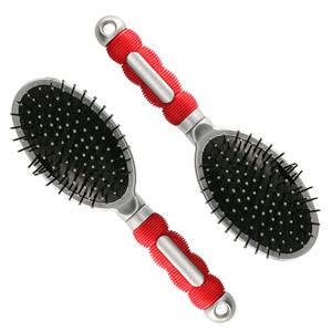Merkloos Haarborstel Hairmaster - 2x - zilver met rood handvat - 23 x 6 cm - kunststof - heren/dames/kinderen -