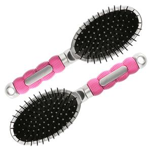 Merkloos Haarborstel Hairmaster - 2x - zilver met roze handvat - 23 x 6 cm - kunststof - heren/dames/kinderen -