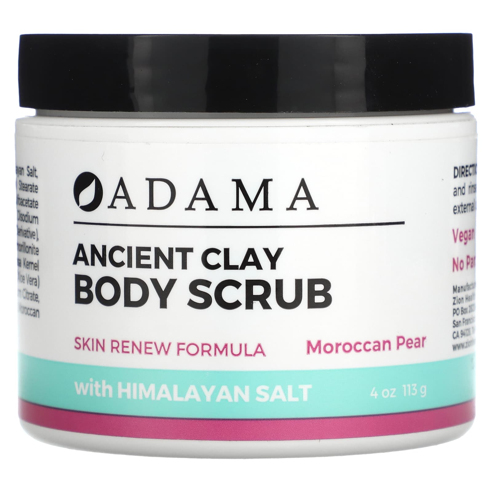 Zion Health , Adama, Ancient Clay, Body Scrub, Moroccan Pear, 4 oz (113 g)