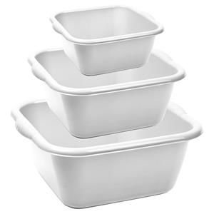 Forte Plastics Afwasbak teil - set van 3 formaten - 10 en 15 en 20 liter - lichtgrijs - kunststof -