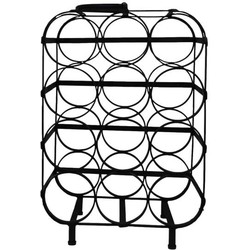 HSM Collection Staand Wijnrek 12 Flessen-35x25x50-Zwart-Metaal