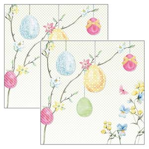 Ambiente Paas thema servetten - 80x - Paaseieren print - 33 x 33 cm - Pasen - feestservetten - Paasontbijt -