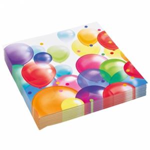 Merkloos Servetten - verjaardag ballonnen print - 40x - 33 x 33 cm - feest versiering -