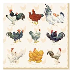 Ambiente Servetten kippen en hanen - 40x st - 33 x 33 cm - Pasen thema -
