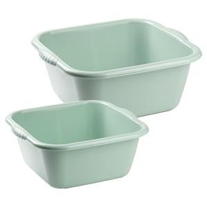 Forte Plastics Afwasbak teil - set van 2 formaten - 6 en 10 liter - mint groen - kunststof -