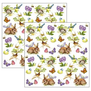 Ambiente Pasen servetten - 60x stuks - voorjaar thema - 33 cm - wegwerpservetten -
