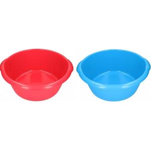 Merkloos 2x Afwasteil blauw / rood 15 -