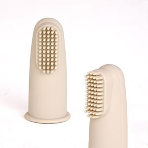 Dutsi  Siliconen Baby - Vingertandenborstel - BPA vrij - Beige