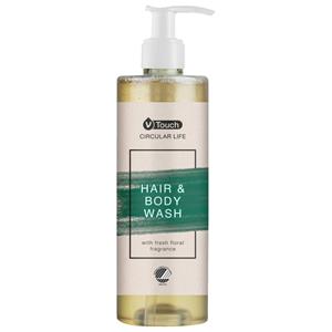 V-Touch Shampoo en douchegel Circular Life 2 in 1 in pompdispenser; 380 ml; amber; 18 stuk / verpakking