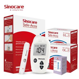 SINOCARE Safe-Accu bloedglucosemeter 100 strips/lancet wit