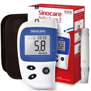 SINOCARE Glucometer kit x 10 teststrips/naalden Bloedsuikertest