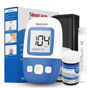 SINOCARE Bloedglucosemeter Veilige AQ Angel Diabetes Testkit, Glucometer + 25/50 Teststrips