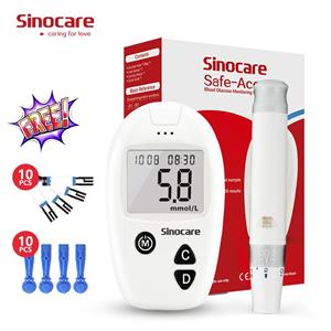 SINOCARE Safe Accu Glucometer Bloedglucosemeter Diabetische tester + Gratis 10 teststrips