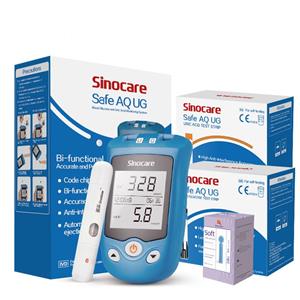 SINOCARE Safe AQ UG 2 in 1 urinezuur bloedglucosemeter kit twee functies meter voor diabetes jicht zwanger MG/DL