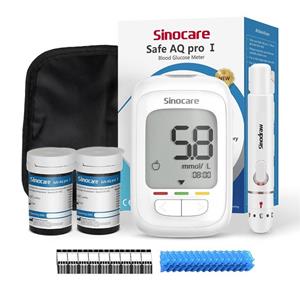 SINOCARE Safe AQ Pro I Bloedglucosemeter Bloedsuikermeter met 50/100 Strips Bloedketonenwaarschuwing kit 50 - mg/dL