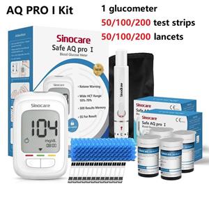 SINOCARE Safe AQ Pro I Model Diabetes Bloedglucosemeter Bloedsuikermeter met 50/100/200 strips Bloedketonenwaarschuwing kit 50 - mg/dL