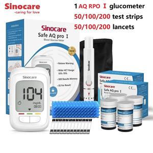 SINOCARE 2023 NIEUW Veilig AQ Pro I Model Diabetes Bloedglucosemeter met 50/100/200 Strips Bloedketonen Waarschuwing voor Diabetes kit 50 - mg/dL