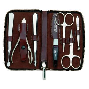 ERBE Manicure Zipper Case Range Houston, brown, 7 pcs.