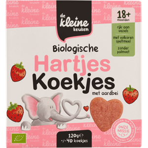 De Kleine Keuken Bio Hartjeskoekjes Aardbei 120 gr