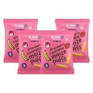 Ella's Kitchen 4x  Gepoft Smikkelstengels 6+ m Aardbei Banaan 20 gr