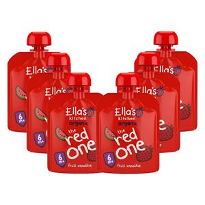 Ella's Kitchen 6x  Knijpzakje Fruit Smoothie 6+ m Banaan Aardbei Appel Framboos Watermeloen 90 gr