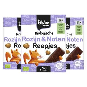 De Kleine Keuken 3x  Bio Rozijn&Noten Reepje 75 gr