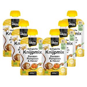 De Kleine Keuken 6x  Biologische Knijpmix Banaan, Pompoen&Haver 100 gr
