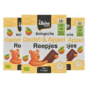 De Kleine Keuken 3x  Bio Dadel&Appelreepjes 75 gr