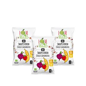 Love My Veggies 3x  Multipack Snoepsterren Biet Aardbei Banaan 4x15 gr